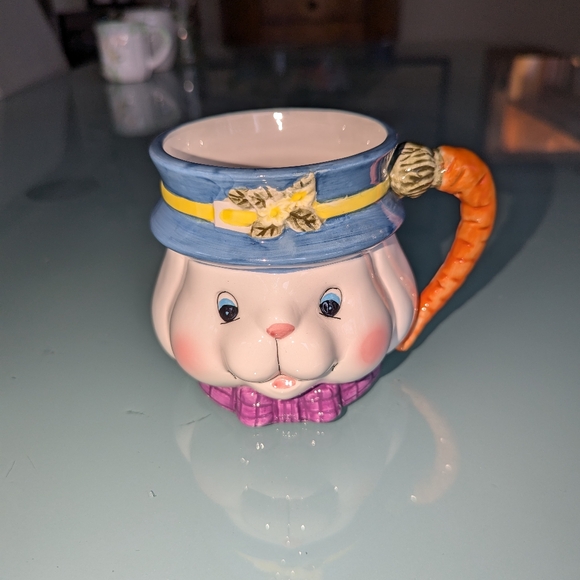 Easter Bunny Rabbit Ceramic Collectible Holiday 3D 16oz Mug - Stamped SBI - Picture 2 of 6